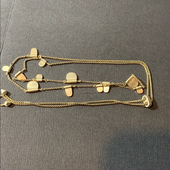 KENDRA SCOTT NECKLACE GOLD EXTRA LONG SLIDER BOLO OLIVE EUC - Picture 5 of 7